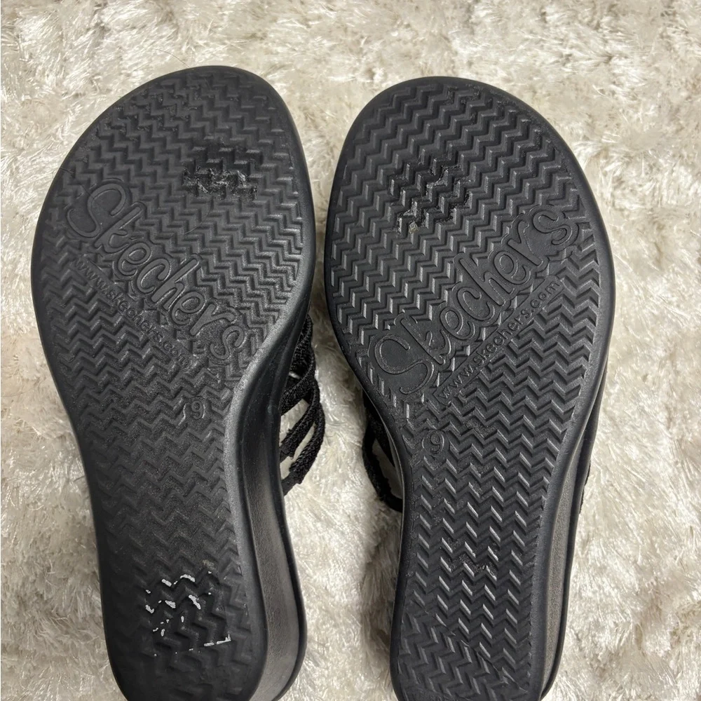 Skechers Rhinestone Black Wedge Sandals - Picture 3 of 3